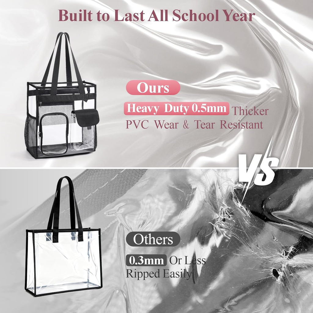 PACKISM Clear Tote Bag - Heavy Duty Transparent PVC School Bag for Girls | Large Size