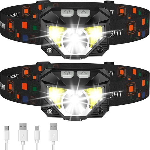 LHKNL Rechargeable Headlamp - 2 Pack in Black & Blue | Bright LED Light for Outdoor Adventures