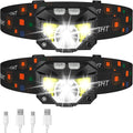 LHKNL Headlamp Flashlight - Ultra-Light Rechargeable LED with White & Red Light | 2-Pack Waterproof Motion Sensor for Camping, Hiking & Fishing