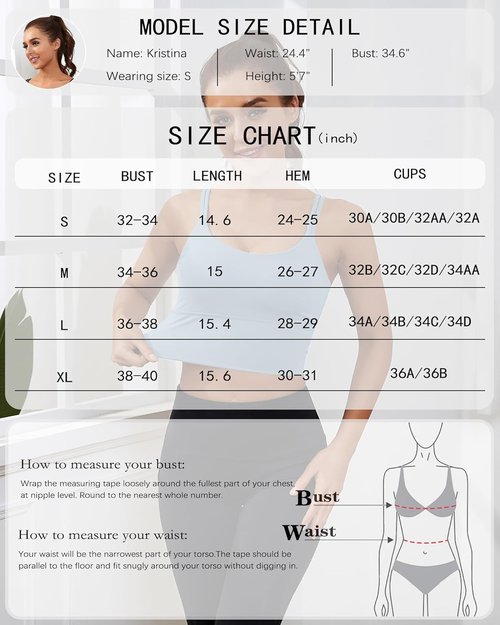 Everrysea Sports Bras - High Support Longline Workout Tank Top with Built-In Bra | Padded Strappy Yoga Crop Top