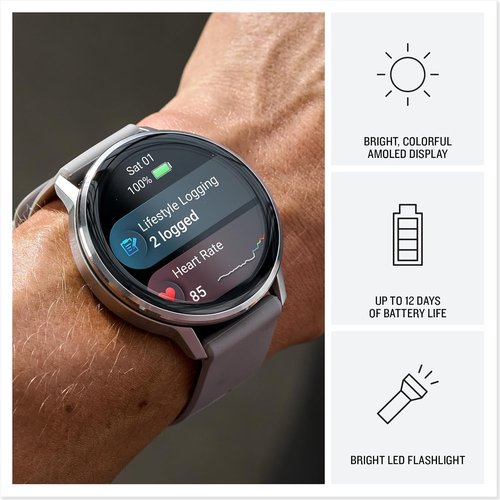 Garmin Venu® 4 GPS Smartwatch - Advanced Health Tracking, 45mm, Bright Display, 12-Day Battery Life, Silver