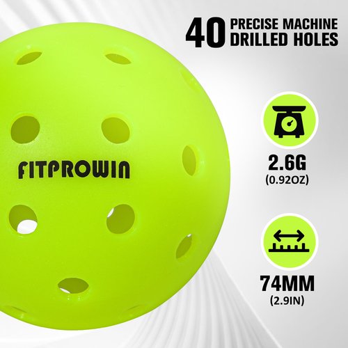FITPROWIN Outdoor Pickleball Balls 40 Holes Pickle Ball High Bounce & Durability Pickle Balls 4/12/36 Pack Great Visibility Neon Green Pickleballs for Beginners Professionals