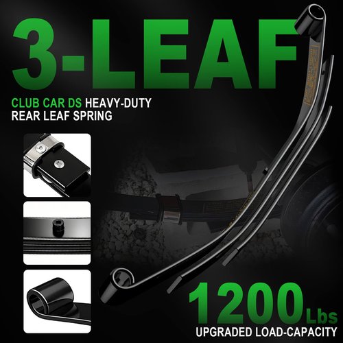 Cartalia Upgraded Heavy Duty Rear 3-Leaf Springs Kit for Club Car DS 1981-Up Gas & Electric Golf Cart Suspension with Bushings Sleeves U-Bolts Replace OEM 102006501 1014675 Fixes Sagging Load Capacity