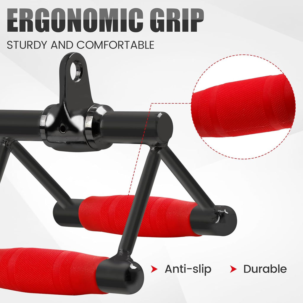 Skiennix V-Shaped Bar | Rotating Curl & Lat Pull Down Bar with PU Grip - Home Gym Attachment