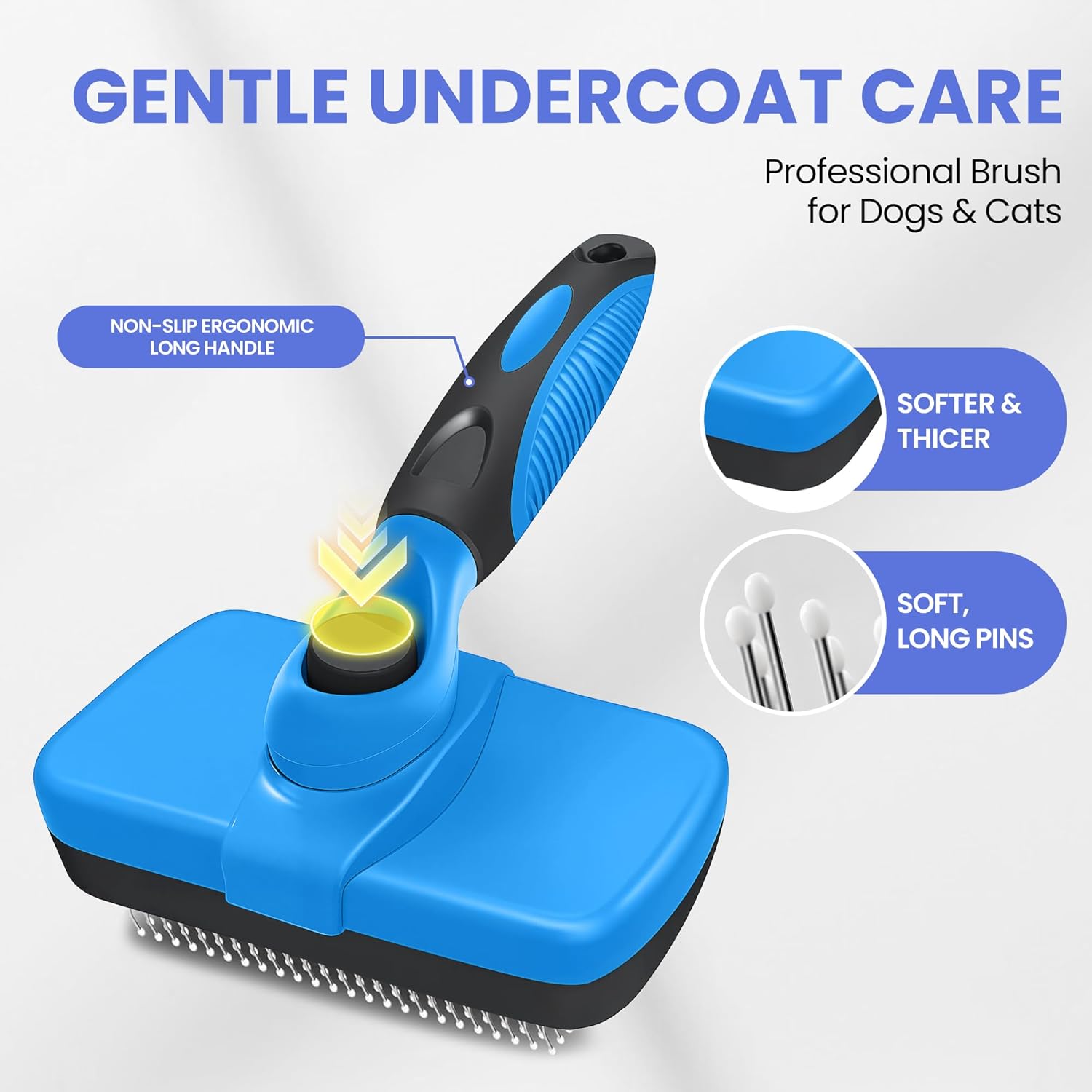 Skiennix Self-Cleaning Shedding Brush - 5-in-1 Professional Grooming Kit for Dogs & Cats | Blue