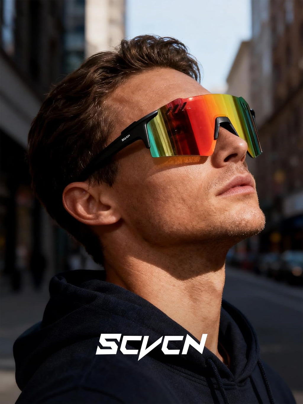 SCVCN Sports Sunglasses - UV400 Protection for Men & Women | Lightweight Frameless Wraparound Design