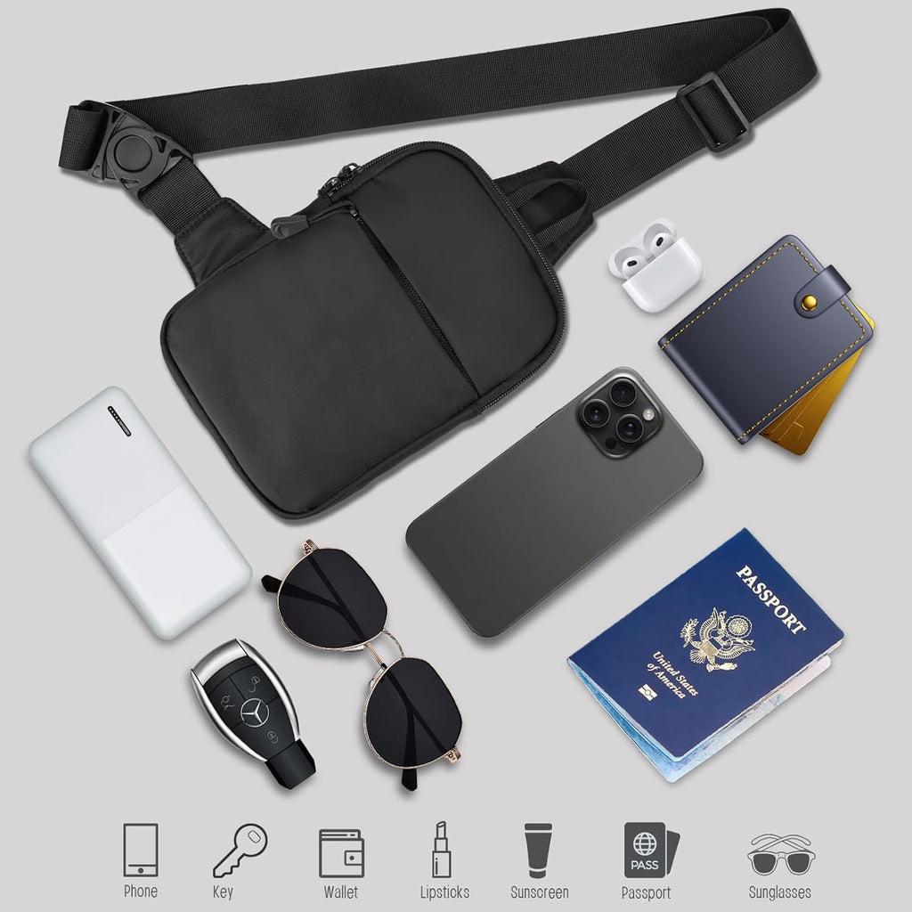 Skiennix Mini Sling Bag - Waterproof Lightweight Crossbody Bag for Men | Perfect for Travel & Sports (Black)