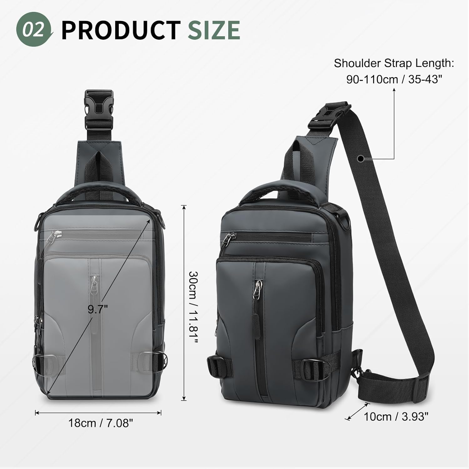 Skiennix Anti-Theft Crossbody Backpack - Lightweight Convertible Sling Bag for 9.7-Inch Tablets | Grey