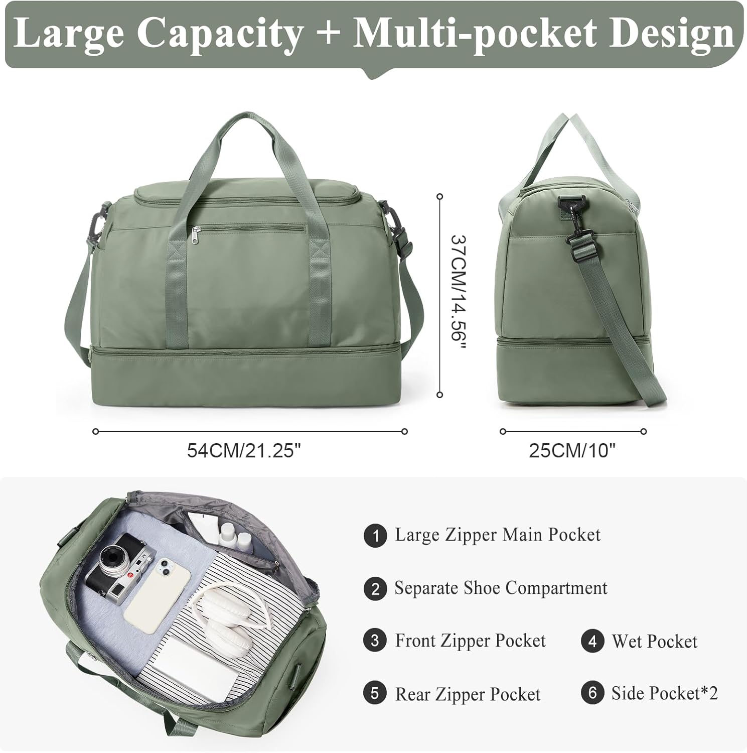 Skiennix Extra Large Travel Duffle Bag - Versatile Weekend Bag with Shoes Compartment | Ideal for Business & Sports Trips