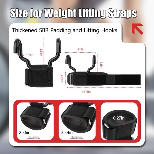 YEYINGZHUO Weight Lifting Hooks(Pair), Wrist Straps for Weightlifting, Adjustable Strap Hand Grips with Thick Wrist Padding, Weightlifting Hooks for Pull-Ups, Deadlifts, Strength Training&Gym Workout, Men and Women