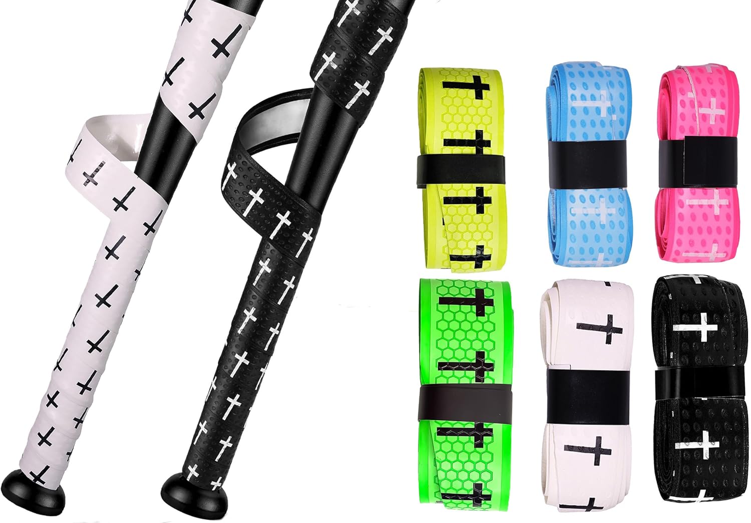 Skiennix Baseball Bat Grip Tape - Non-Slip, Precut Softball Wrap | 1.5mm, 2/4/6 Pcs Options