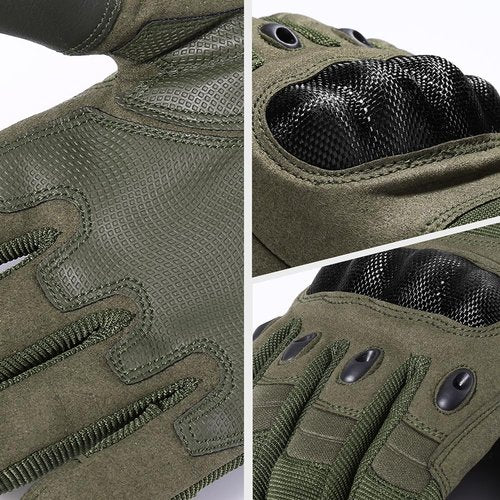 MVPTOO Motorcycle Tactical Gloves for Men - Touchscreen, Hard Shell & Palm Padding for Airsoft Paintball Hunting Hiking Camping Climbing Sports Cycling Gloves Green L