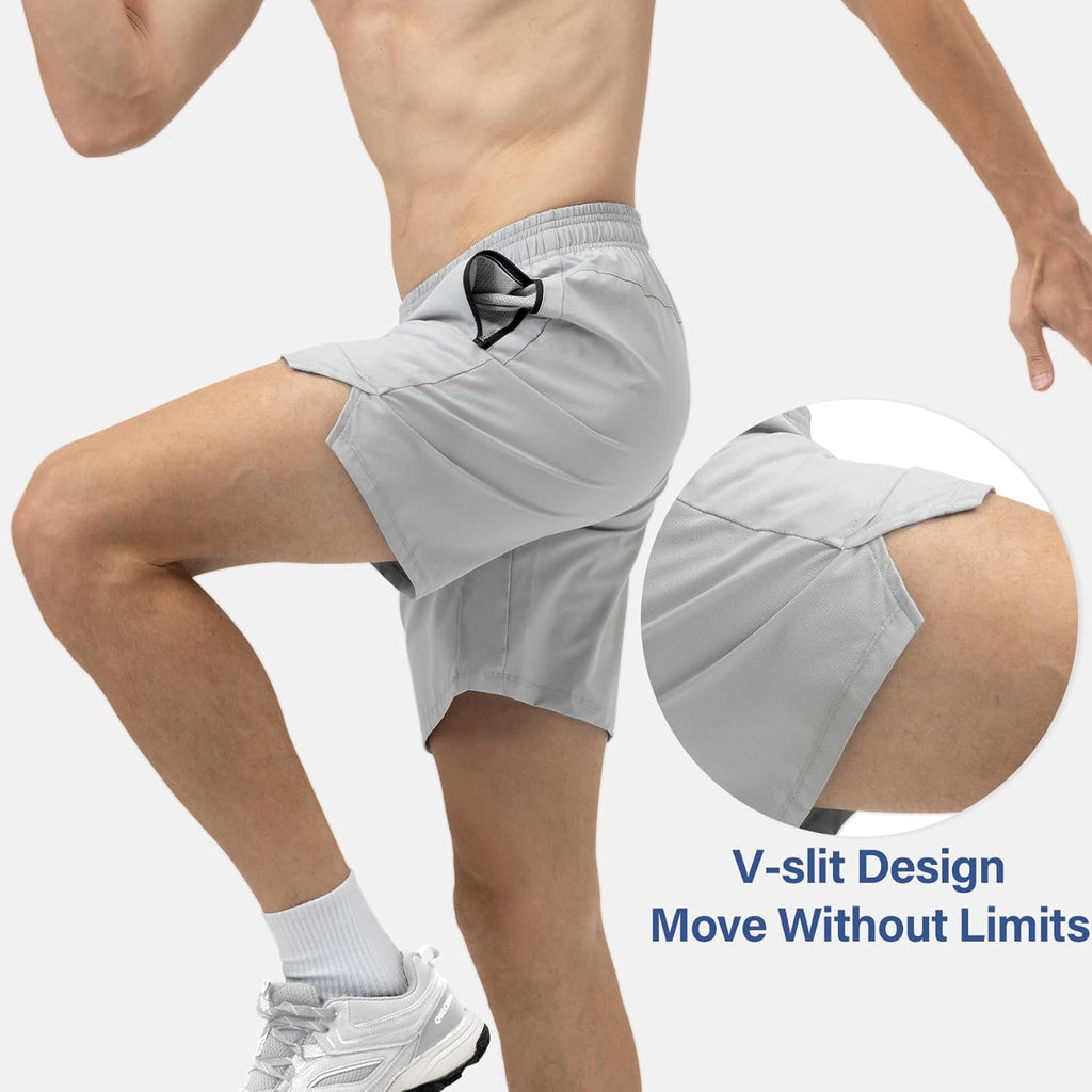 Skiennix Men's Athletic Running Shorts - Quick Dry Gym Workout Shorts with Zipper Pockets | 3 Pack