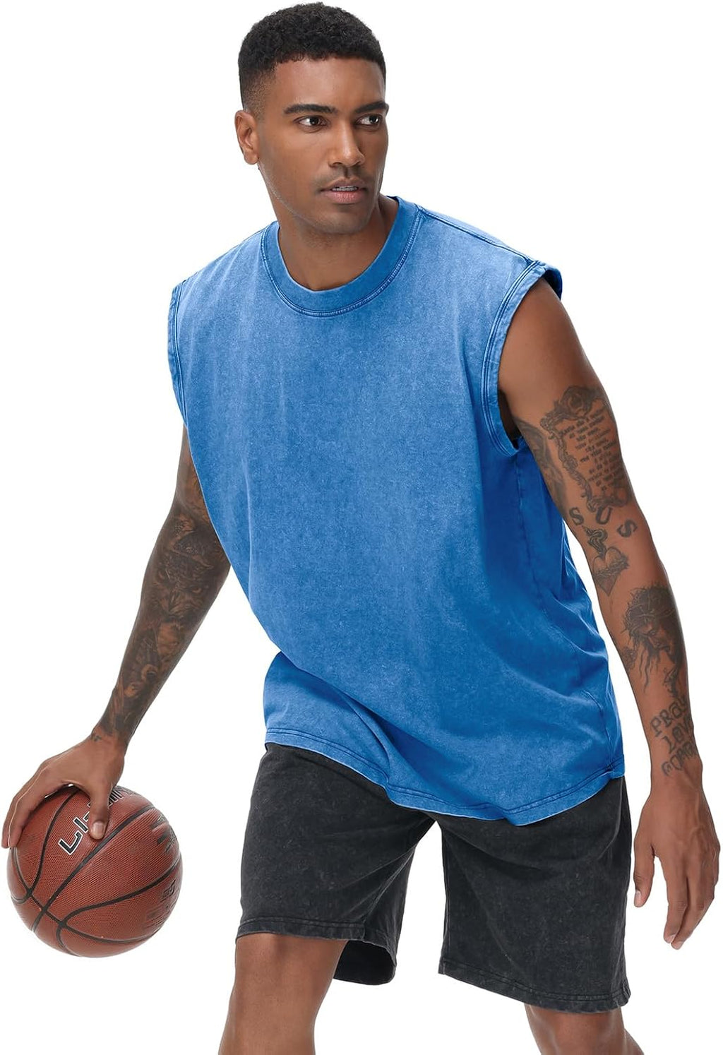 Skiennix Men's Workout Tank Top - Sleeveless Muscle Shirt for Gym & Running | Acid Wash Design