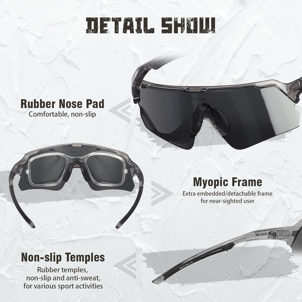 Polarized Cycling Glasses by [Brand Name] - Unisex Translucent & Gray Design for Ultimate Clarity