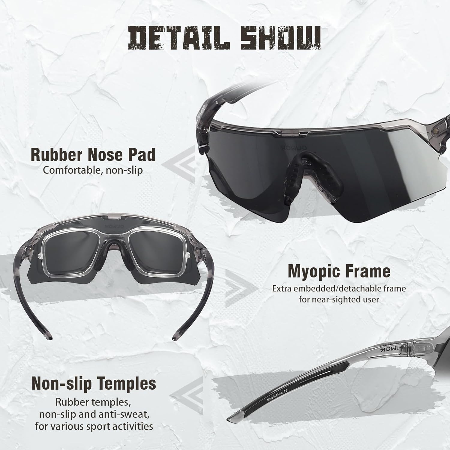 Polarized Cycling Glasses by [Brand Name] - Unisex Translucent & Gray Design for Ultimate Clarity