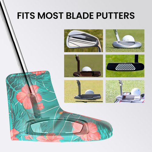 FINGER TEN Golf Blade Putter Cover Premium Synthetic Leather Stylish Design, Universal Headcover Waterproof Protection, Durable Headcovers Covers Fit Most Blade Putters for Men Women (Green&Red)