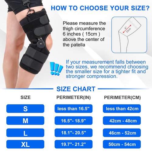 Mathgetin Hinged ROM Knee Brace with Side Stabilizers, Post Op Knee Immobilizer for Arthritis, ACL, MCL, PCL, Meniscus Tear, Medical Orthopedic Support After Surgery (Upgraded Version, Medium)