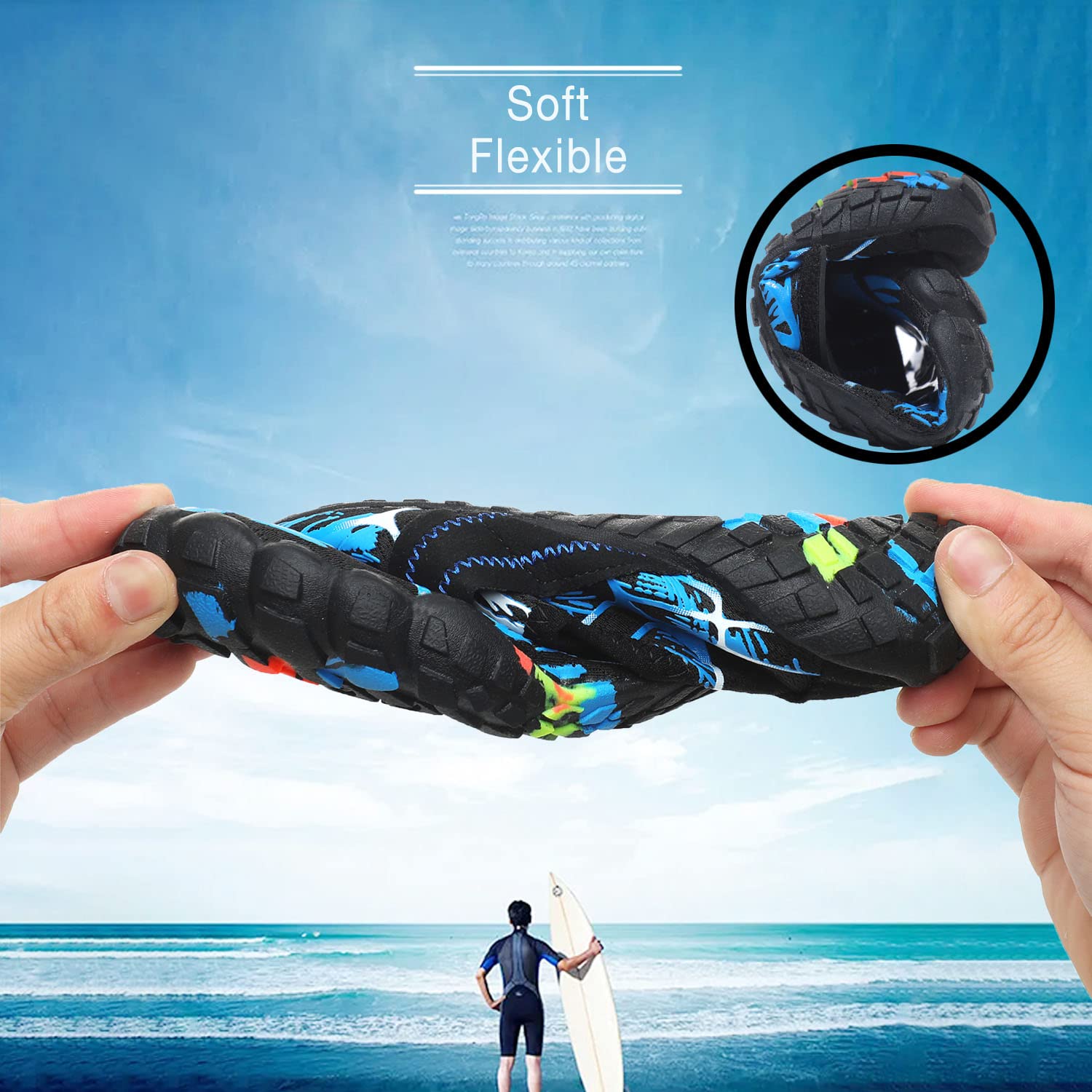 Quickshark Kids Water Shoes Boys Girls Barefoot Aqua Socks Lightweight Quick Dry Sandals Slip On Walking Sneakers for Beach Pool Swim C Black 2 Big Kid