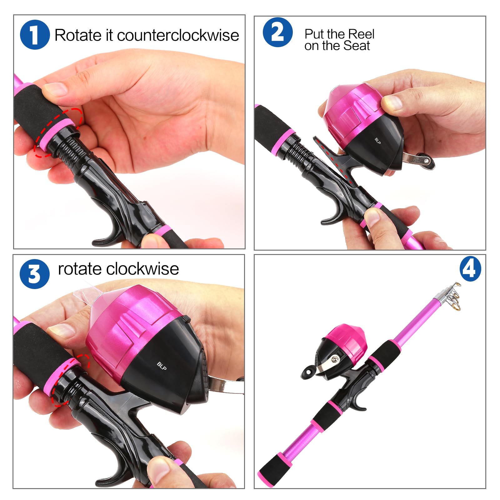 KecchKrezing Kids Telescopic Fishing Pole Set – 2 Rods 2 Reels with Gear Bag & Accessories, Fishing Starter Kit for Boys & Girls, Travel Gift Combo