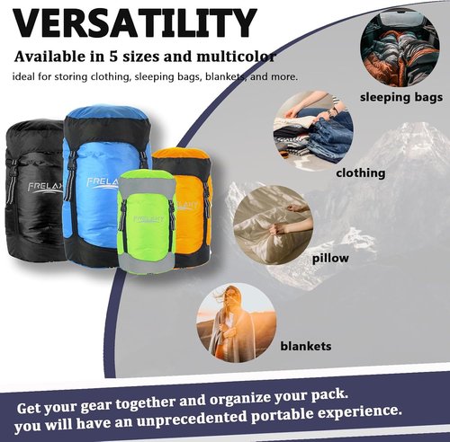 Frelaxy Compression Sack - Ultralight & Water-Resistant Stuff Sack | 11L/18L/30L/45L/52L - 40% More Storage for Camping & Hiking
