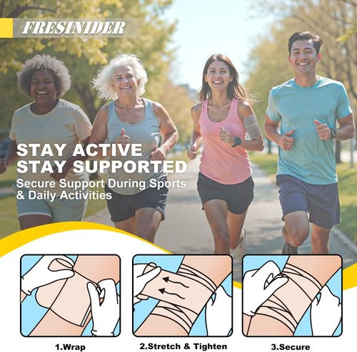 FRESINIDER Premium Elastic Bandage Wrap - Latex-Free Compression Support | 4" x 12 Pack & 6" x 4 Pack