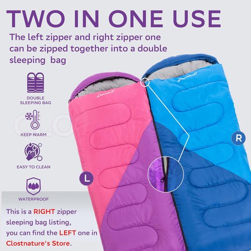 Clostnature Sleeping Bag - Lightweight Ultralight Camping Bag for Adults & Kids | Compression Sack Included
