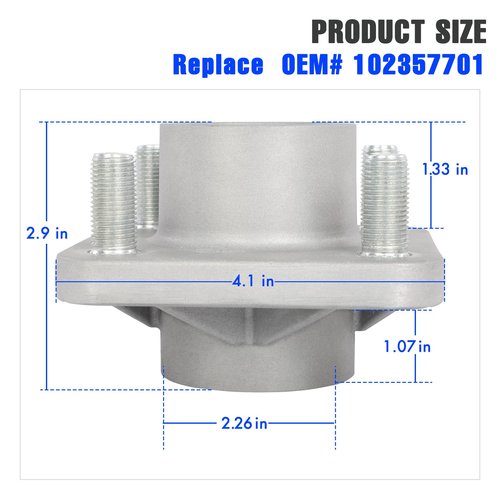 FAHKNS 2 Pack Aluminum Golf Cart Front Wheel Hub Assembly for Club Car DS and Precedent 2003.5-up and Tempo 2018-Up Gas & Electric Golf Carts, Replace OEM# 102357701.