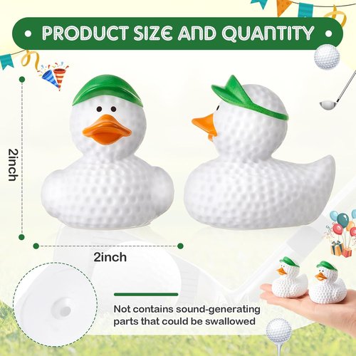 Deekin Rubber Ducks - 2 Inch Bulk Sport Party Favors | Perfect for Team Events & Birthday Celebrations (12 Pcs, Golf)