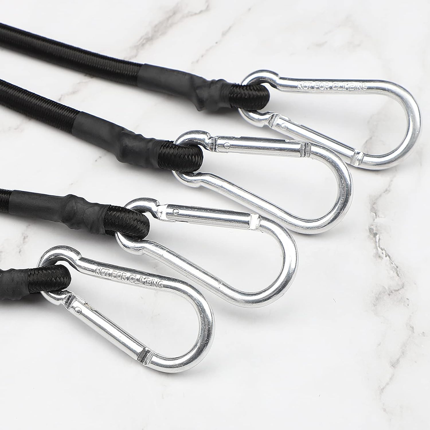 ZHOUBIN 18-Inch Black Bungee Cords - Durable with Carabiner Hooks | Set of 2