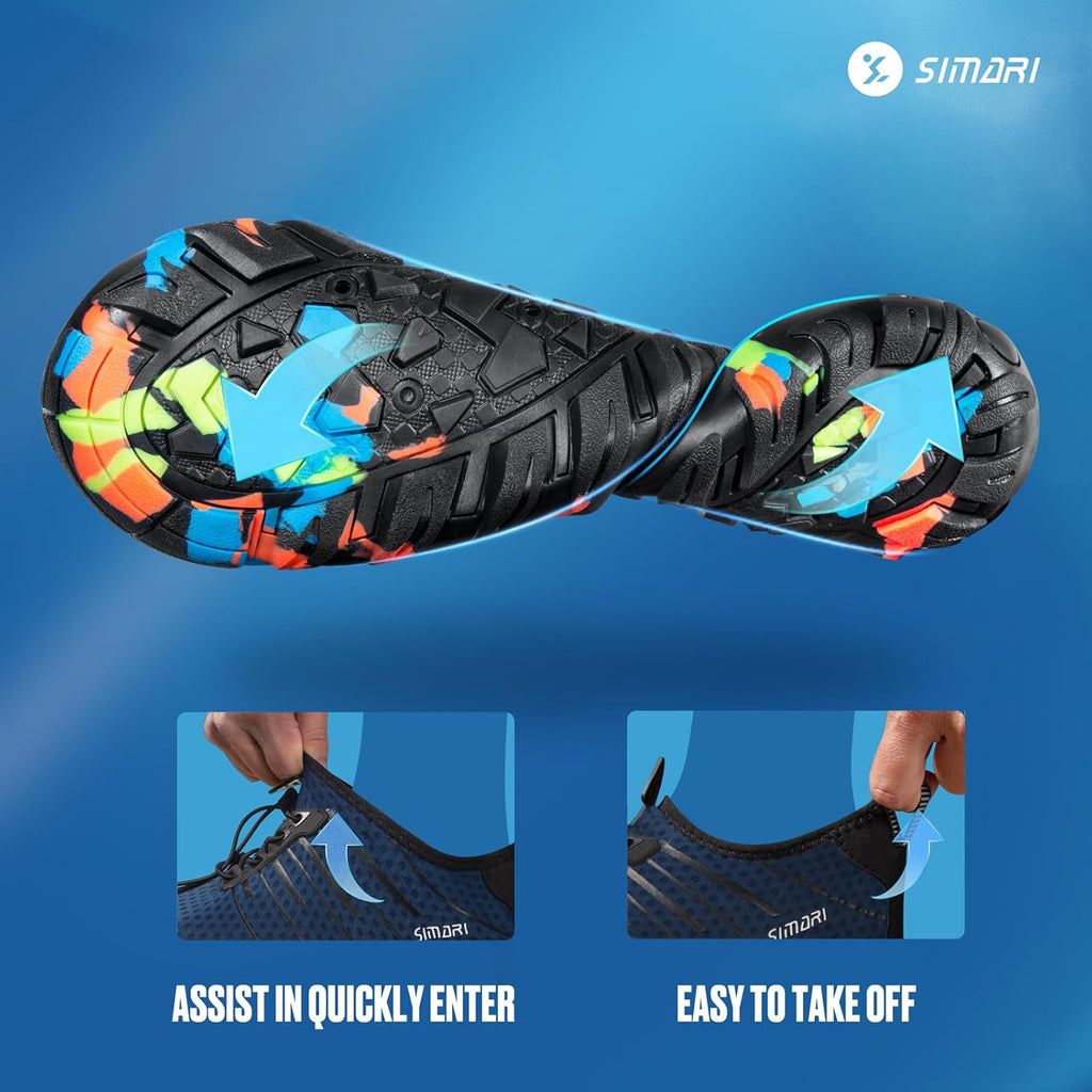 SIMARI Water Shoes - Quick-Dry Aqua Socks for Men & Women | Lightweight Non-Slip Swim Shoes for Beach Sports, Surfing, Diving