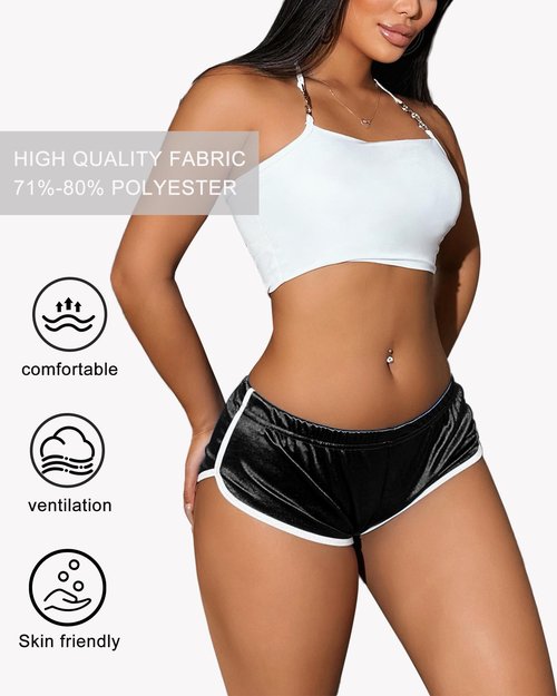 Hot Pants Shorts Booty Shorts Sports High Cut Yoga Gym Running Slimming Fitness Activewear Butt Lifting Rave Bottoms (US, Alpha, Large, Regular, Regular, Black)
