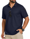 COOFANDY Men's Quick Dry Polo Shirt with Pen Pocket - Navy Blue, XXL