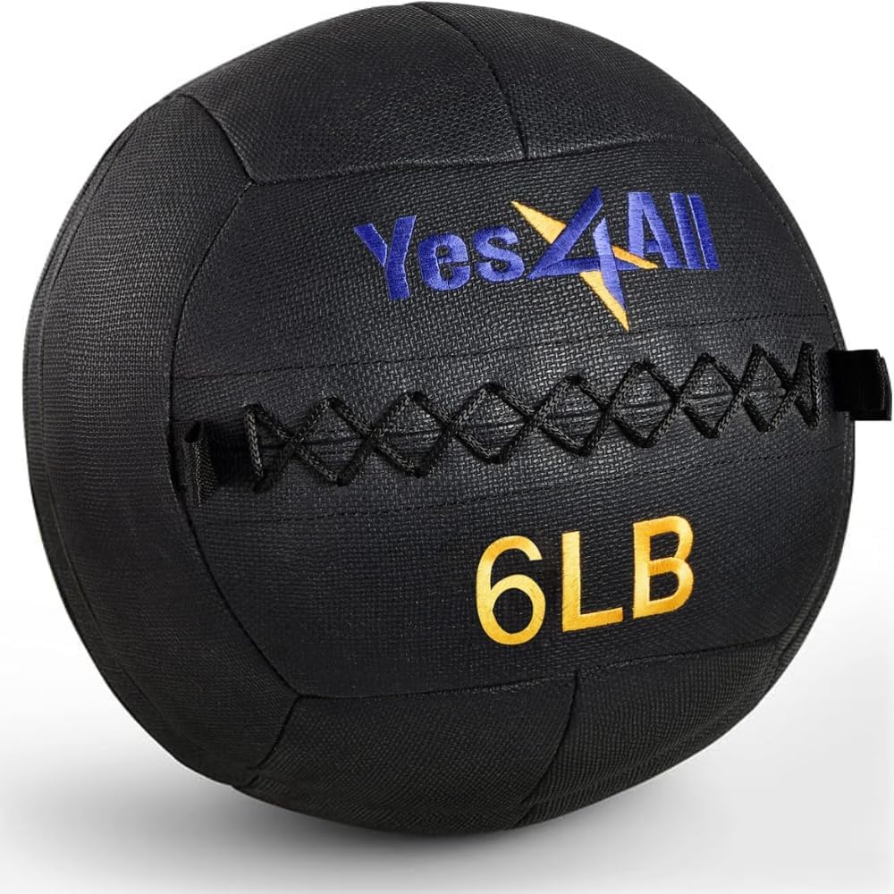 Yes4All Wall Ball - Soft Leather Weighted Iron Sand Ball for Versatile Workouts | 6 LB - 30 LB