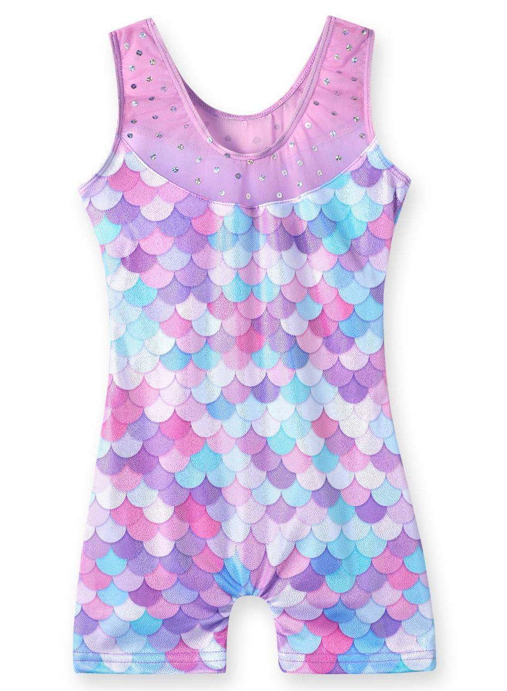 Leotards for Girls Gymnastics Unicorn Athletic Dance Wear Shiny Rainbow Blue Hotpink (Mermaid Purple, 5/6 Years)