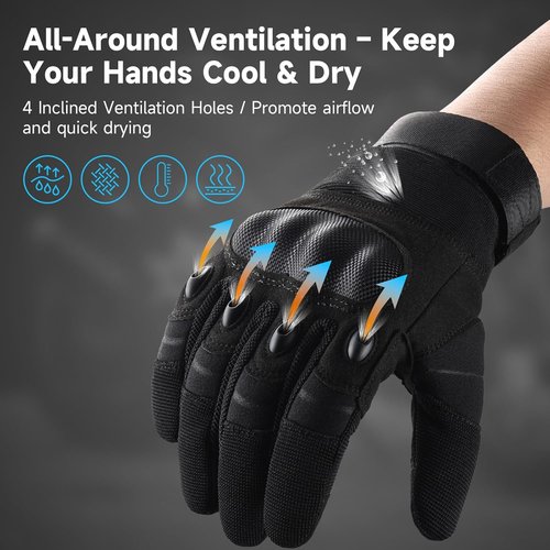 Cierto Motorcycle Gloves - Touch Screen Tactical Full Finger Gloves with Hard Knuckle | Adjustable Wrist for BMX, ATV, MTB Riding