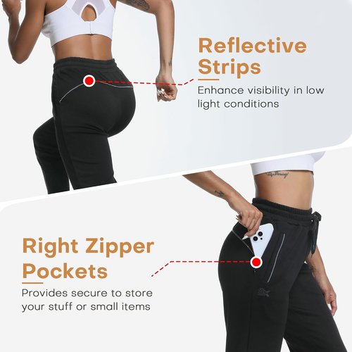 BROKIG Women's Cloudloft Joggers - Soft Athletic Tapered Pants with Zipper Pocket for Casual Lounge & Workout