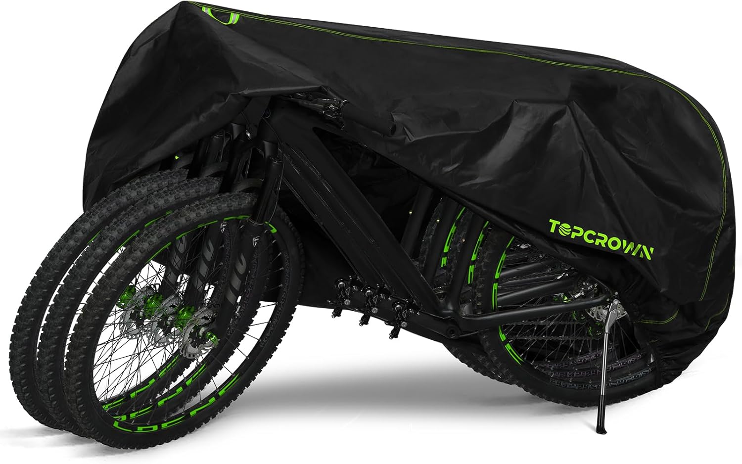 Topcrown Waterproof Bike Cover - Outdoor Storage for 3 Bikes | UV, Dust & Wind Protection, XXXL Black & Green