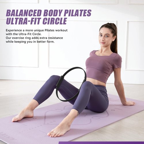 Krightlink Pilates Ring Circle, 14" Magic Circle Pilates Rings for Focusing on Toning Inner Thighs, Arms, and Core, Fitness Exercise Ring Workout Ring for Yoga and Pilates (Black)