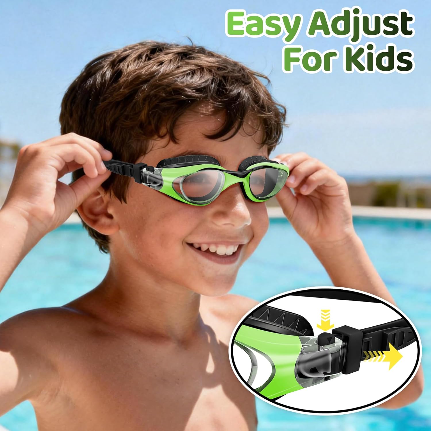 Vvinca Kids Swim Goggles - Anti-Fog UV Protection | Leakproof Design for Ages 6-14