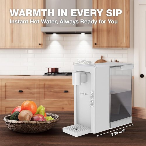 AIRHOP Instant Hot Water Dispenser - Quick Heating with Child Locks | 5 Temperature Settings, 100OZ Removable Tank, White
