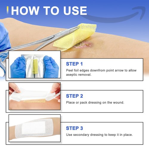 Ceeport Medical Xeroform Petrolatum Dressing 1"x8", 50 Individual Pack, Non-Adherent Gauze Pad Strip, Fine Mesh Gauze Patch Supplies for Wound Care, Burns, Lacerations, & Skin Grafts