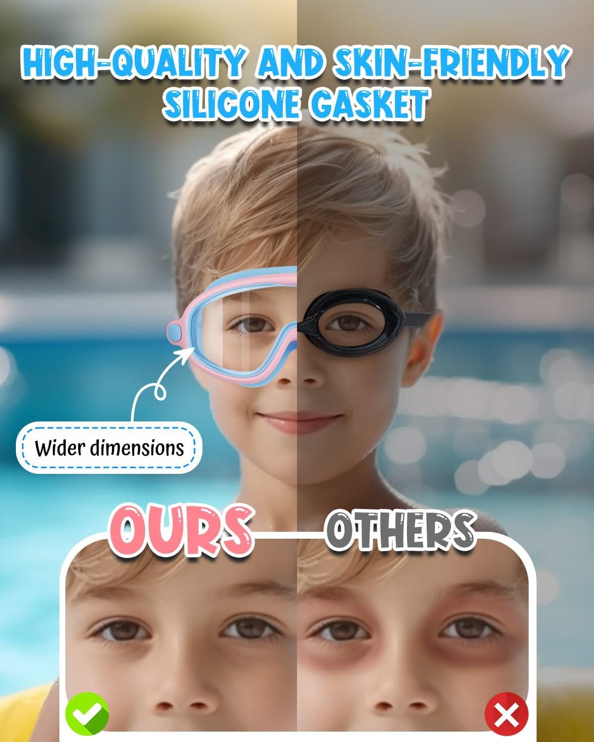Rantizon Swim Goggles - 2 Pack Wide View Anti-Fog & UV Protection | No Leak Design for Adults & Kids