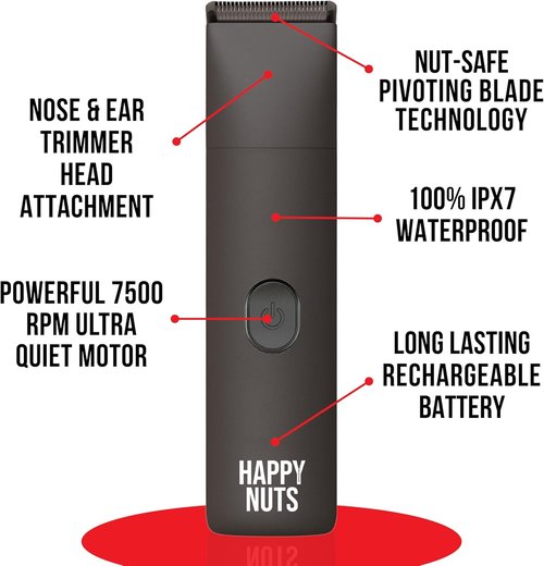 HAPPY NUTS Lumberjack 2.0 Men's Electric Body & Groin Hair Trimmer - Waterproof & Rechargeable Grooming Kit | Quiet Motor & Foil Shaver (Graphite)