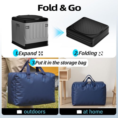 Portable Camping Toilets for Adults - Extra Large Travel Porta Potty with InnerPotty and Carry Bag, 400lbs Load Camp Toilet for Car, Hiking, RV, Beach, Indoor, Outdoor