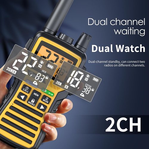 Gaswei GU1 Long Range Walkie Talkies - 2 Way Radio with 60 Channels, NOAA Alert & SOS | Yellow