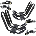 2 Pairs Kayak Rack J-Bar Car Roof Rack for Canoe Carrier SUP Paddle Surfboard Mount on Car SUV and Truck Crossbar, Includes 4 Pcs Roof Rack Tie Down Straps.