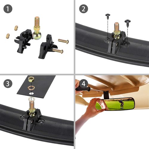 10L0L Universal Golf Cart Rear View Mirror 16.5" Extra Wide Panoramic 270 Degree for Yamaha EZGO Club Car