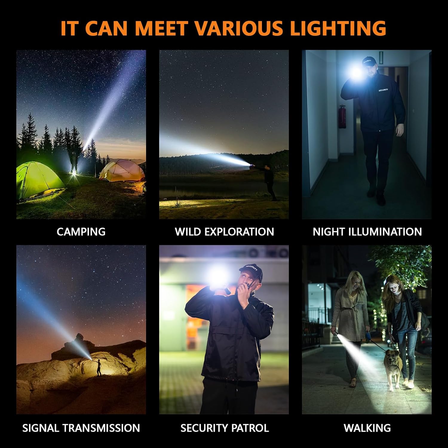 Rechargeable LED Flashlight - 2000 Lumen Super Bright, Waterproof, 9 Modes | Ideal for Camping, Emergencies