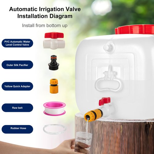 Water Storage Container for Camping, 6.6 Gallon Water Tank with Faucet, Portable First Aid Water Storage for Outdoor Hiking, RV, Autonomous Driving Tour, 17.7 x 11.8 x 11.8in